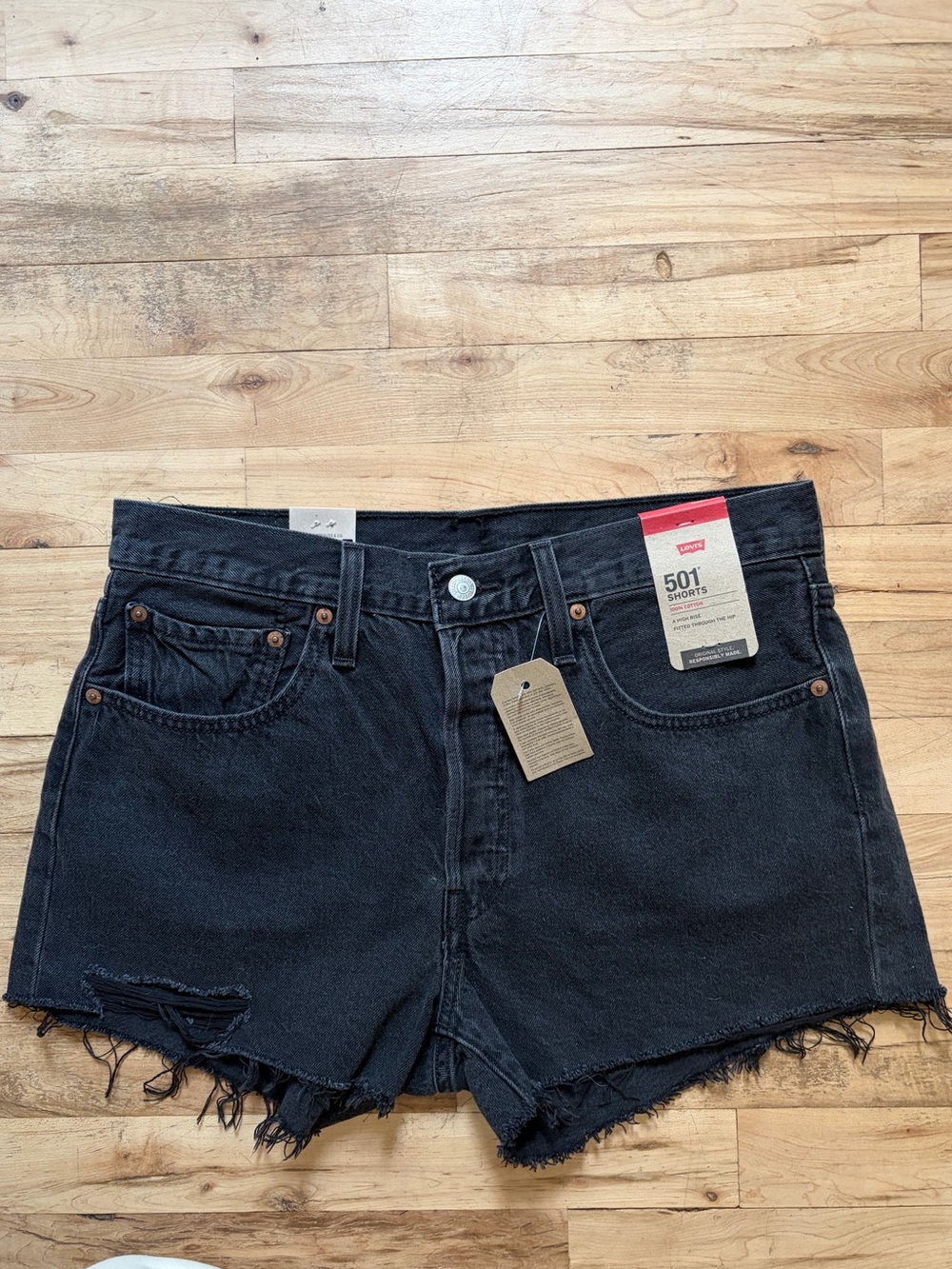 Levi's Black High-Rise Cutoff Jean Shorts